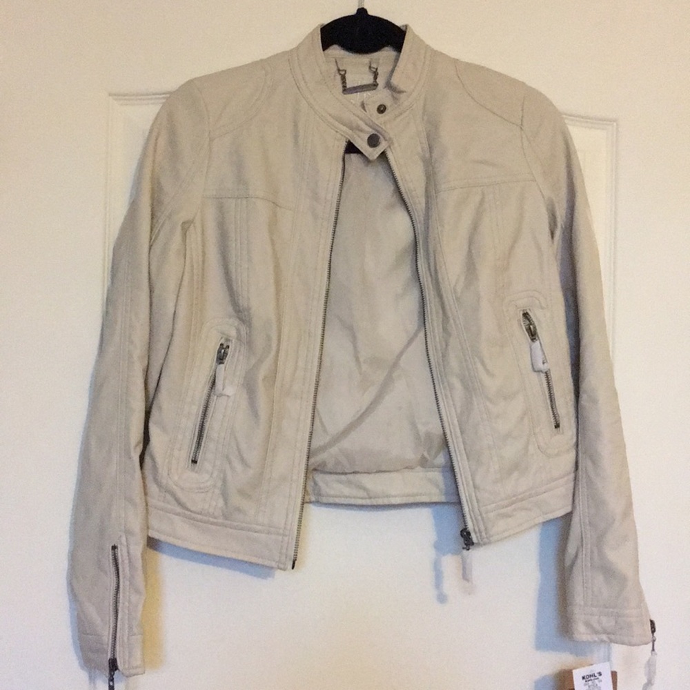 Cream faux leather jacket